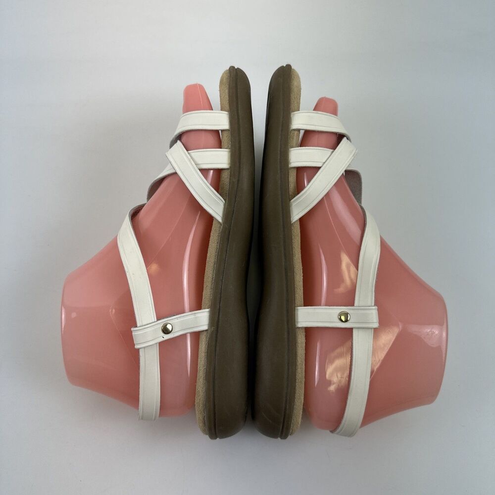 GH Bass Sunjuns Margie Sandal White Leather Strappy Flat Women 6.5 WW Extra Wide - Picture 5 of 12